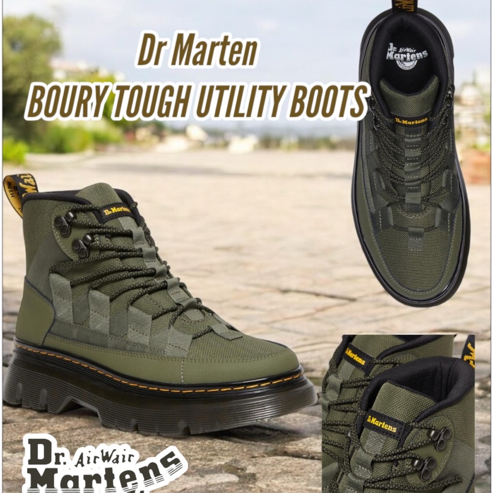 Dr Marten. BOURY TOUGH CHUKKA UTILITY BOOTS, (Green) Size Men 9 / Women 10.5